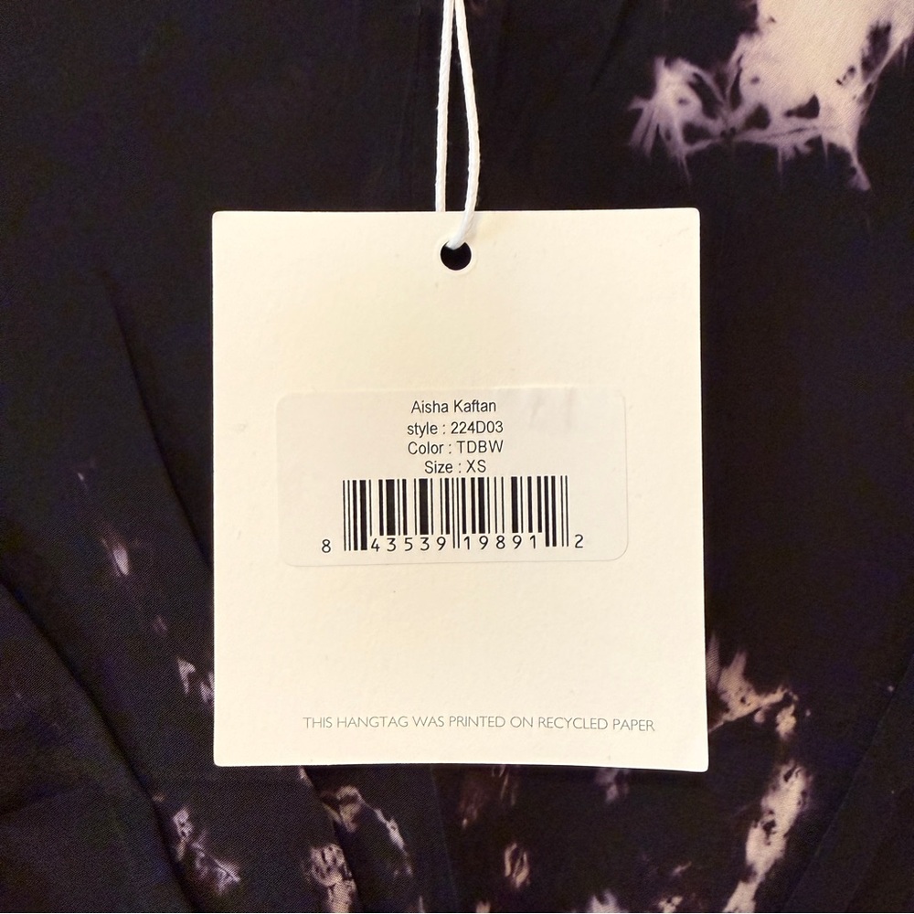 NWT - Carolina K Aisha Kaftan Elegant Black and Cream Midi Dress - Picture 7 of 7